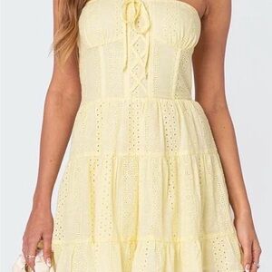 Edikted Strapless Yellow Dress